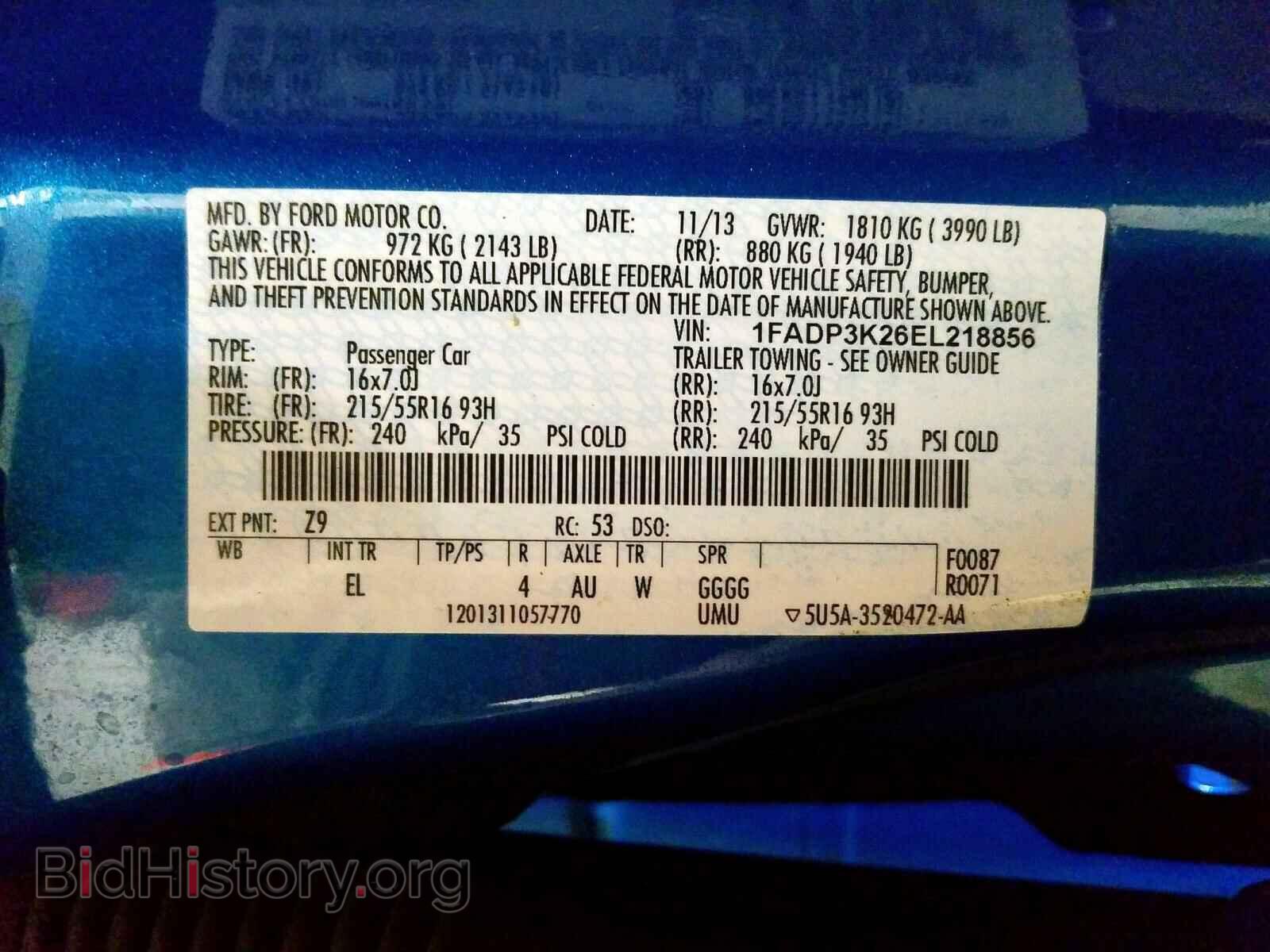 2014 FORD FOCUS - VIN: 1FADP3K26EL218856 - Фото 10