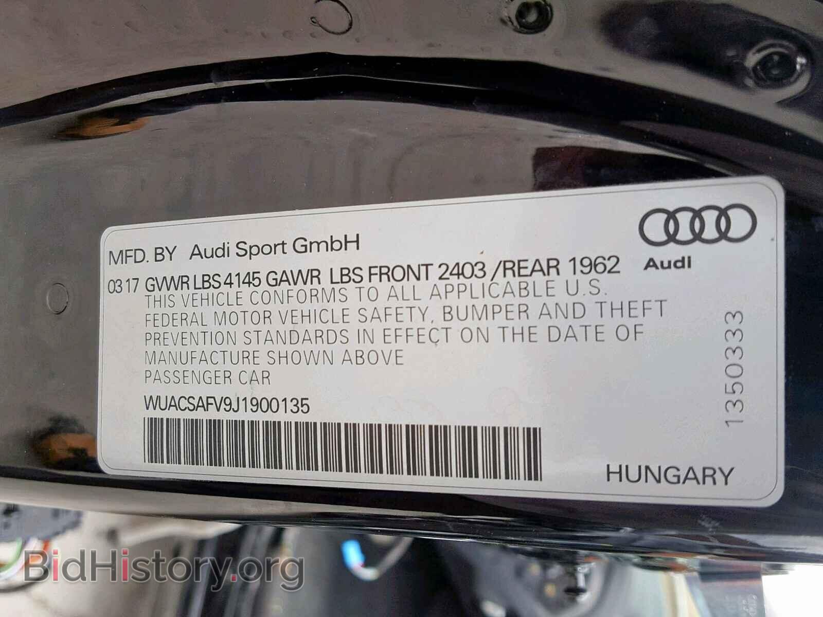 2018 AUDI TT - VIN: WUACSAFV9J1900135 - Фото 10
