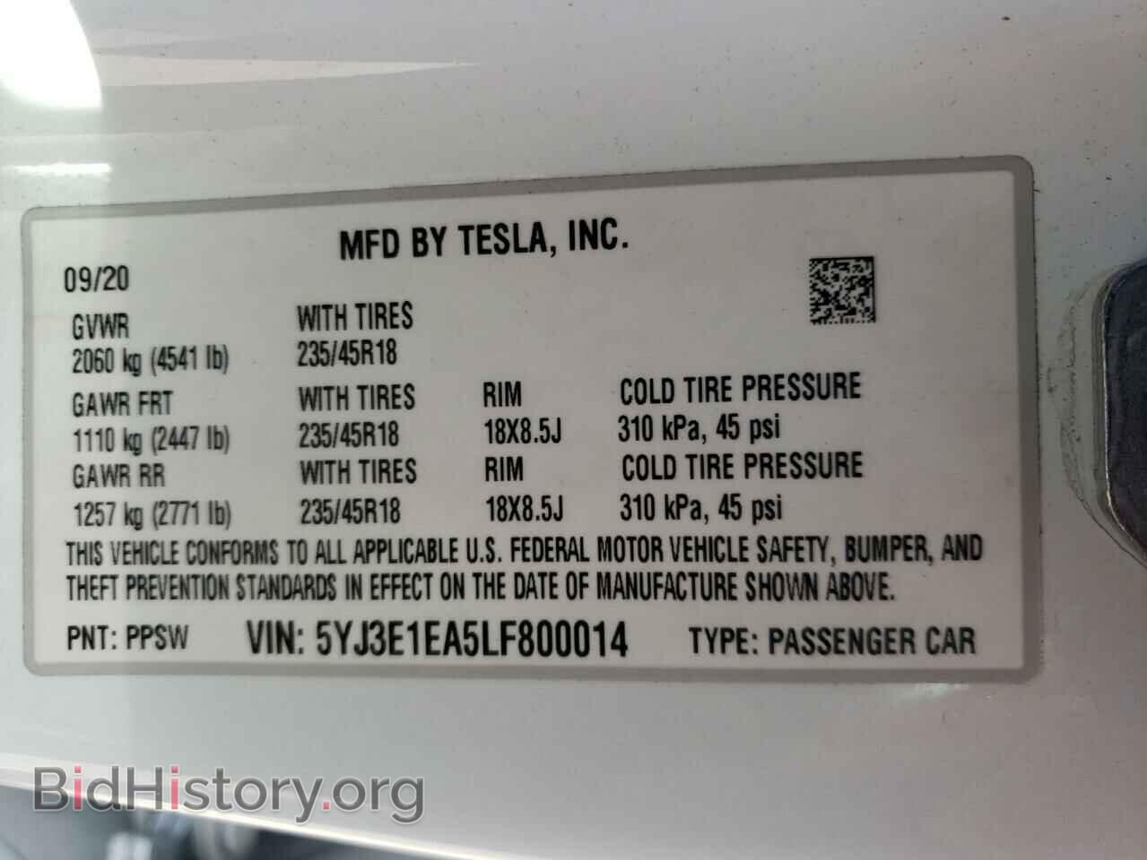 2020 TESLA MODEL 3 - VIN: 5YJ3E1EA5LF800014 - Фото 10