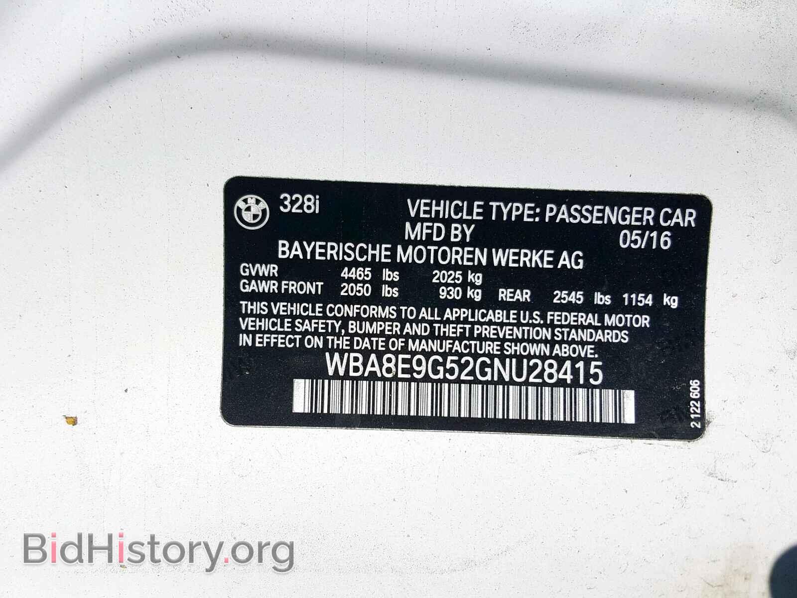 2016 BMW 3 SERIES - VIN: WBA8E9G52GNU28415 - Фото 10