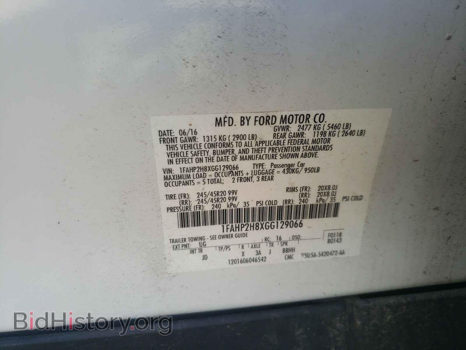 2016 FORD TAURUS - VIN: 1FAHP2H8XGG129066 - Фото 10
