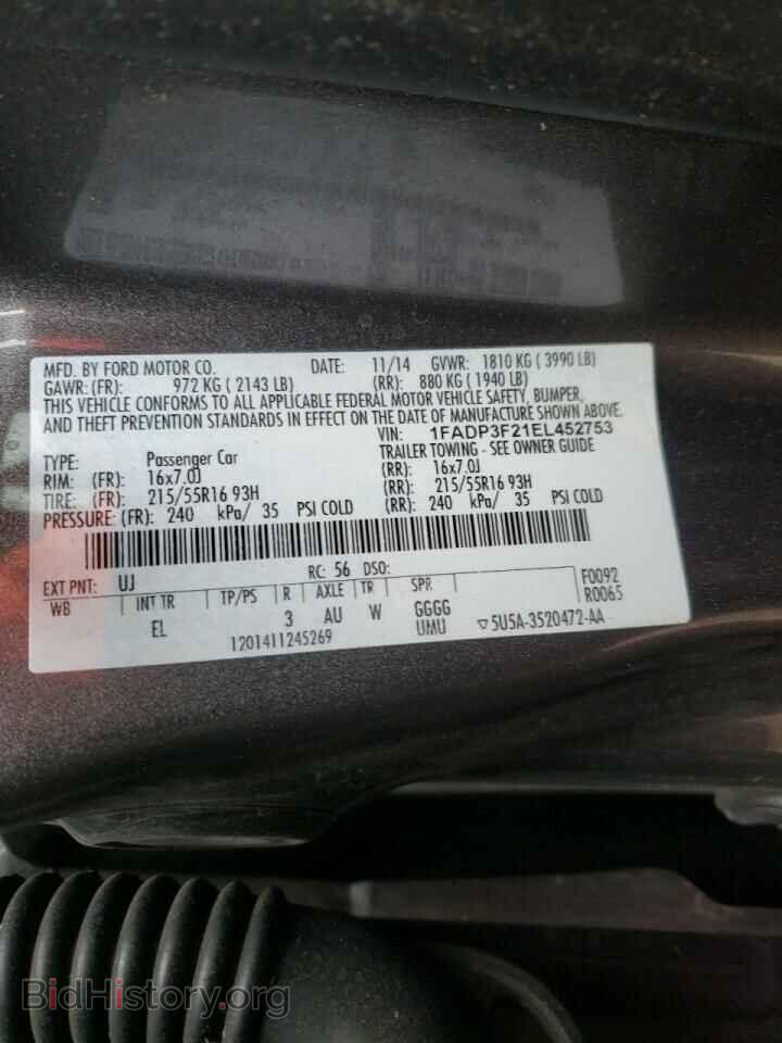 2014 FORD FOCUS - VIN: 1FADP3F21EL452753 - Фото 10