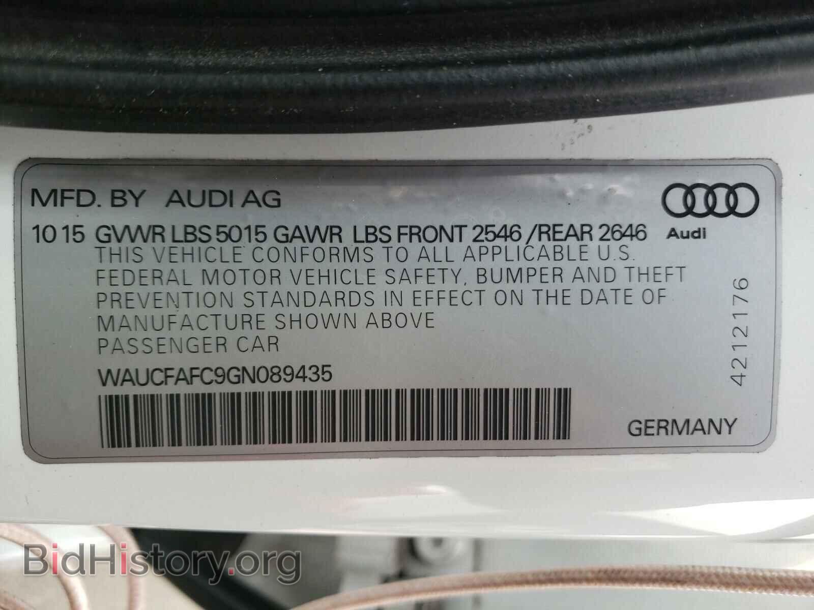 2016 AUDI A5 - VIN: WAUCFAFC9GN089435 - Фото 10