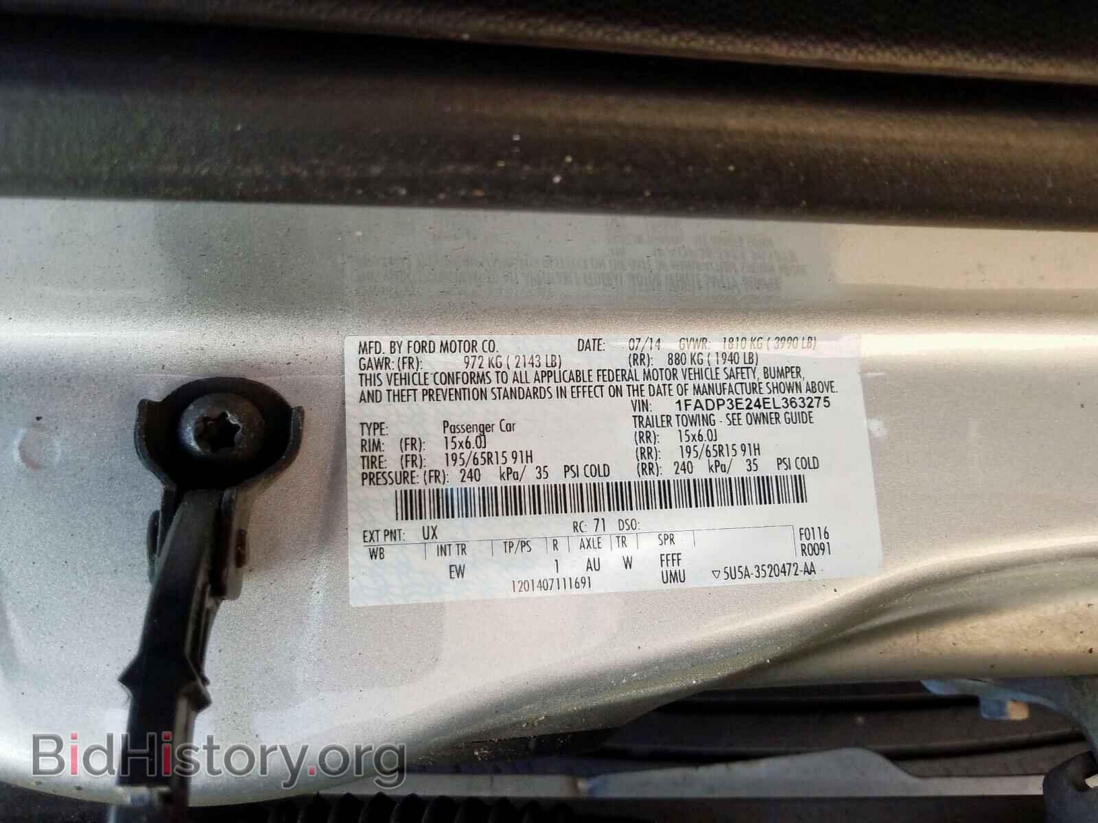 2014 FORD FOCUS - VIN: 1FADP3E24EL363275 - Фото 10