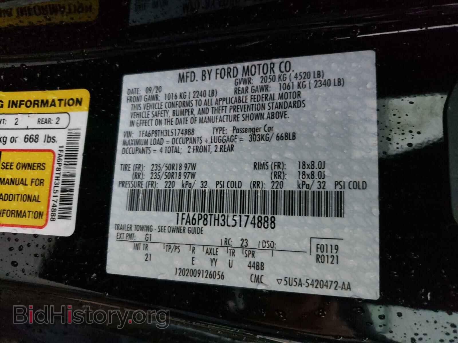 2020 FORD MUSTANG - VIN: 1FA6P8TH3L5174888 - Фото 10