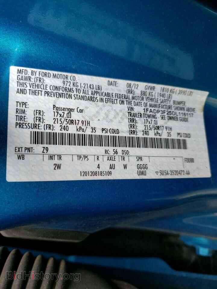 2013 FORD FOCUS - VIN: 1FADP3F25DL116117 - Фото 10