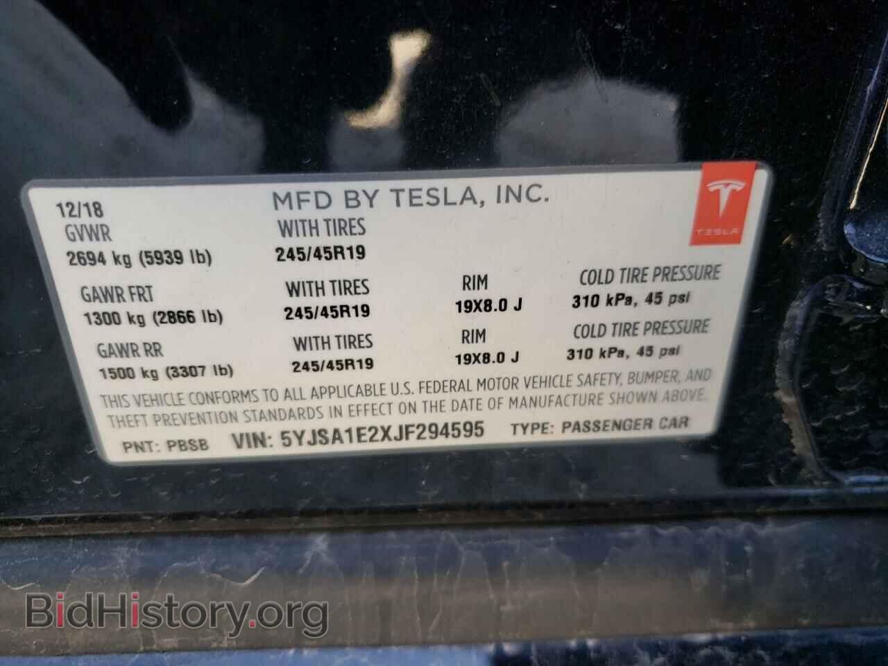 2018 TESLA MODEL S - VIN: 5YJSA1E2XJF294595 - Photo 10