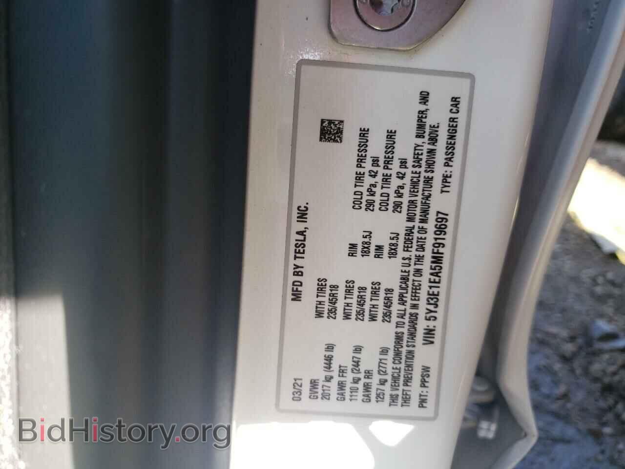 2021 TESLA MODEL 3 - VIN: 5YJ3E1EA5MF919697 - Photo 10