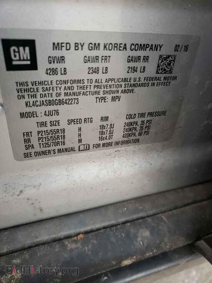 2016 BUICK ENCORE - VIN: KL4CJASB0GB642273 - Фото 10