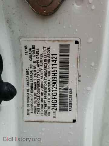 2009 HONDA CIVIC - VIN: 2HGFG12909H511421 - Фото 10