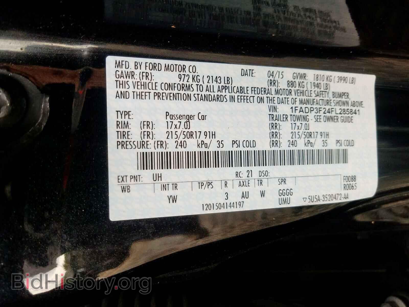 2015 FORD FOCUS - VIN: 1FADP3F24FL285841 - Фото 10