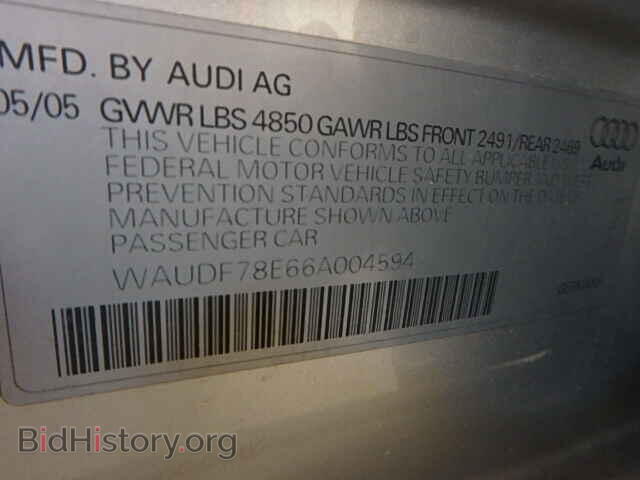 2006 AUDI A4 - VIN: WAUDF78E66A004594 - Фото 10