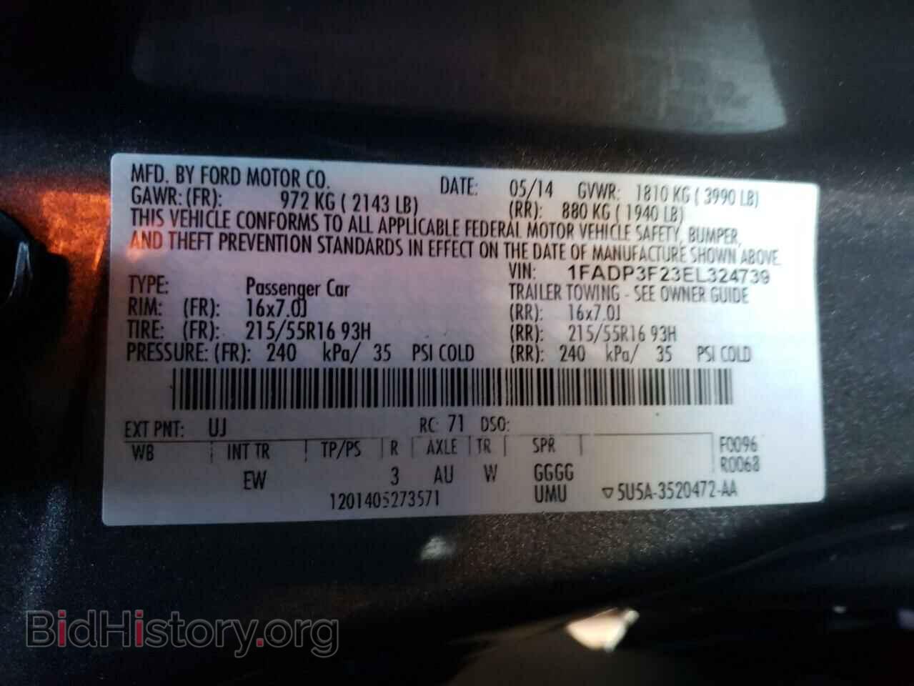 2014 FORD FOCUS - VIN: 1FADP3F23EL324739 - Фото 10