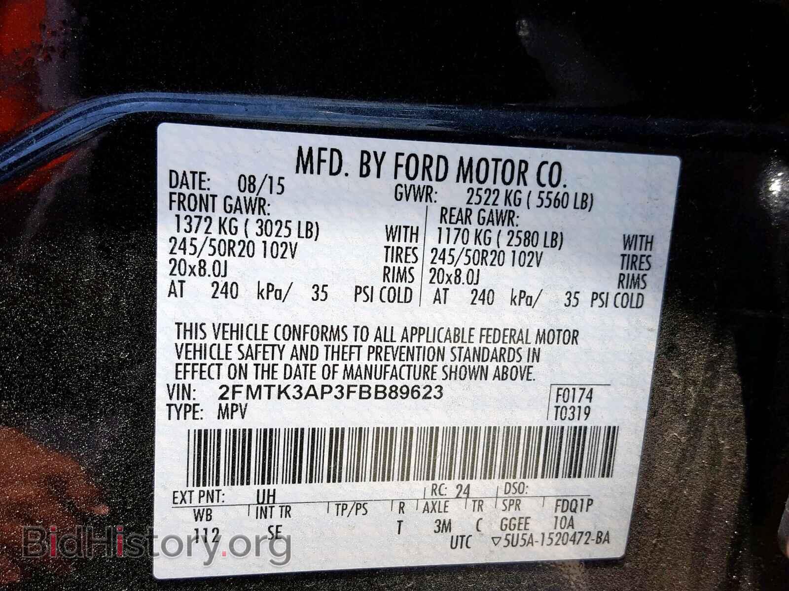 2015 FORD EDGE - VIN: 2FMTK3AP3FBB89623 - Photo 10