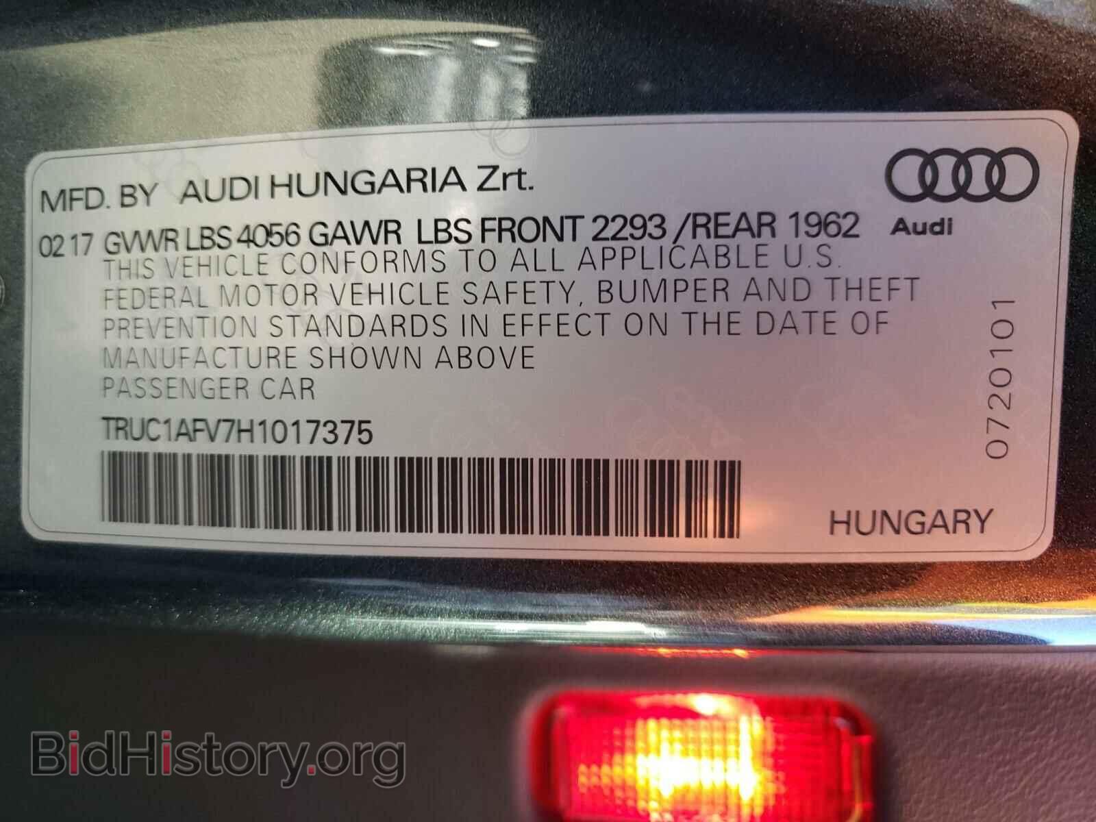 2017 AUDI TTS - VIN: TRUC1AFV7H1017375 - Фото 10