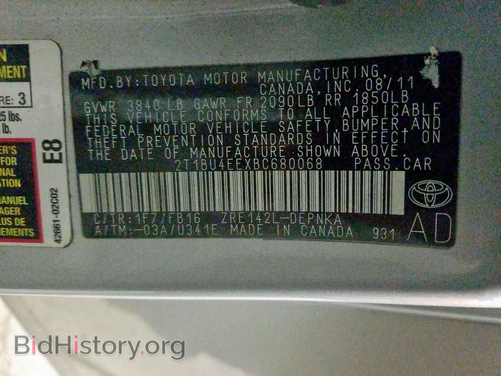 2011 TOYOTA COROLLA - VIN: 2T1BU4EEXBC680068 - Фото 10