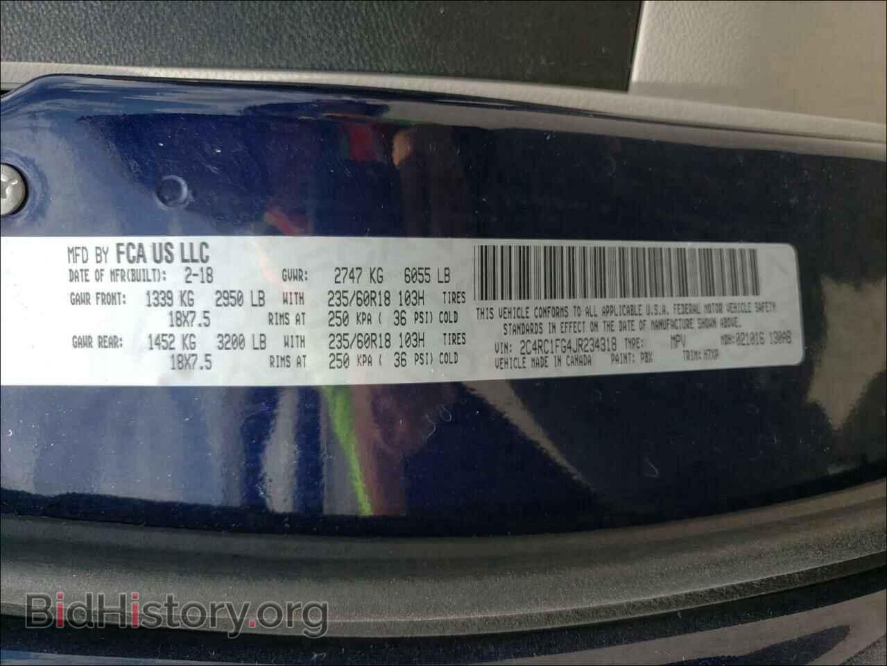 2018 CHRYSLER PACIFICA - VIN: 2C4RC1FG4JR234318 - Photo 10