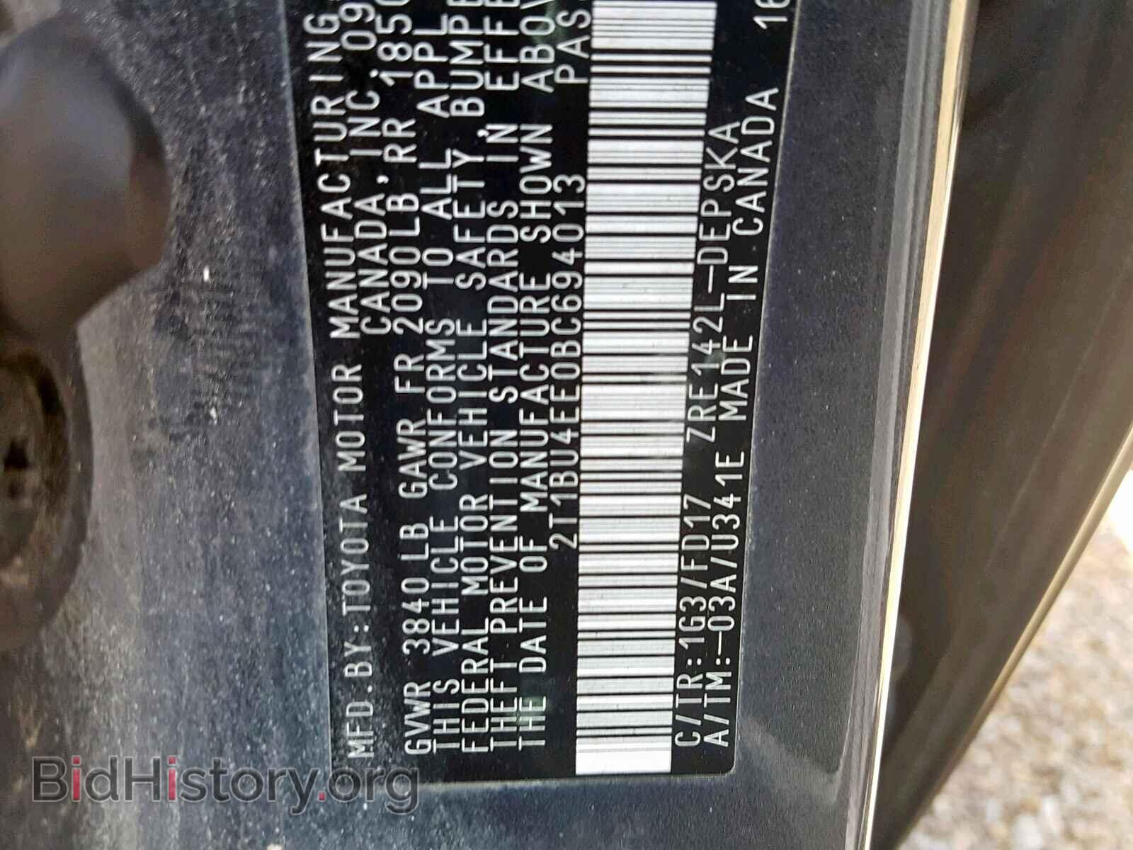 2011 TOYOTA COROLLA BA - VIN: 2T1BU4EE0BC694013 - Фото 10