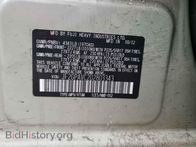 2013 SUBARU XV - VIN: JF2GPAVC2D2803343 - Фото 10