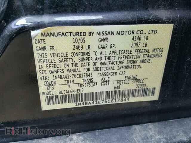 2006 NISSAN MAXIMA - VIN: 1N4BA41E76C817843 - Фото 10