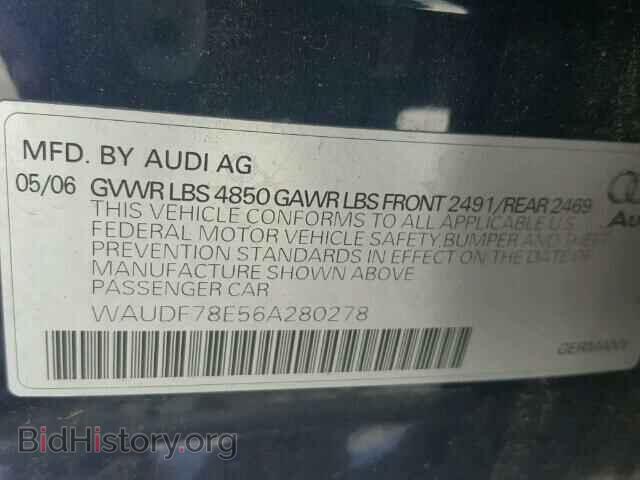 2006 AUDI A4 - VIN: WAUDF78E56A280278 - Фото 10