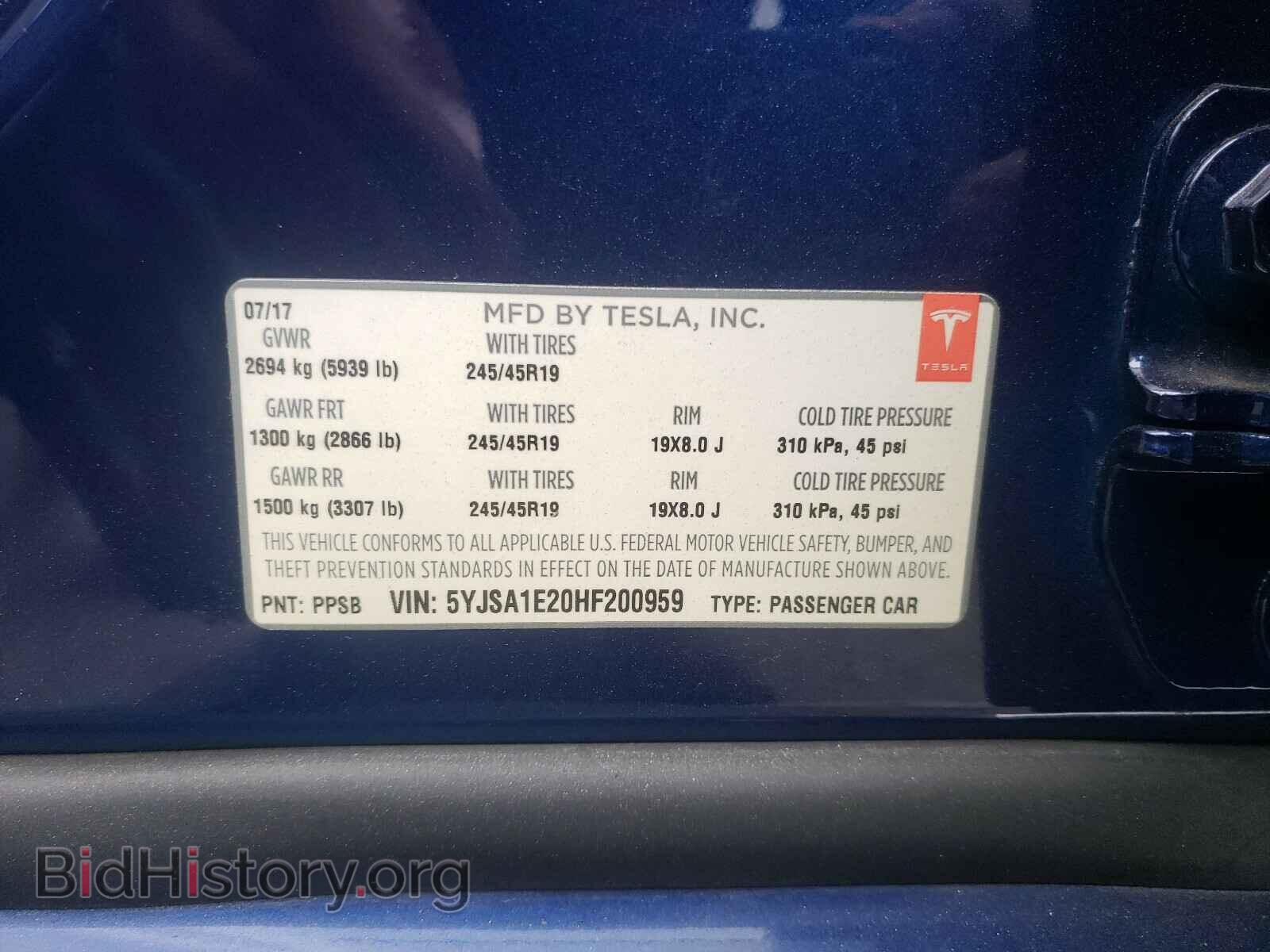 2017 TESLA MODEL S - VIN: 5YJSA1E20HF200959 - Photo 10