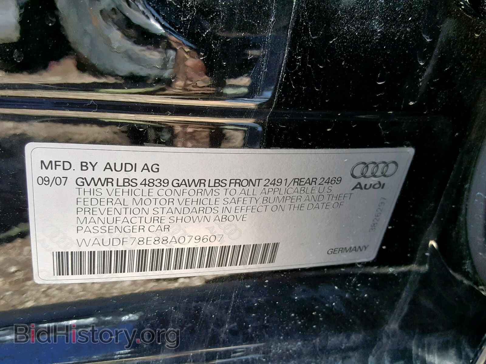 2008 AUDI A4 - VIN: WAUDF78E88A079607 - Photo 10