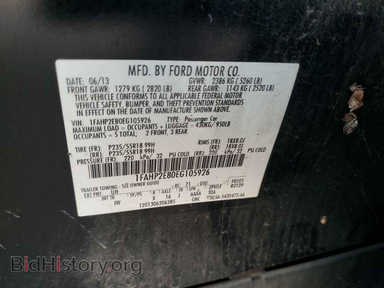 2014 FORD TAURUS - VIN: 1FAHP2E80EG105926 - Фото 12