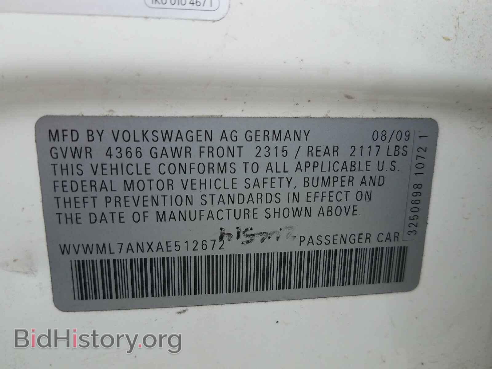 2010 VOLKSWAGEN CC - VIN: WVWML7ANXAE512672 - Фото 10