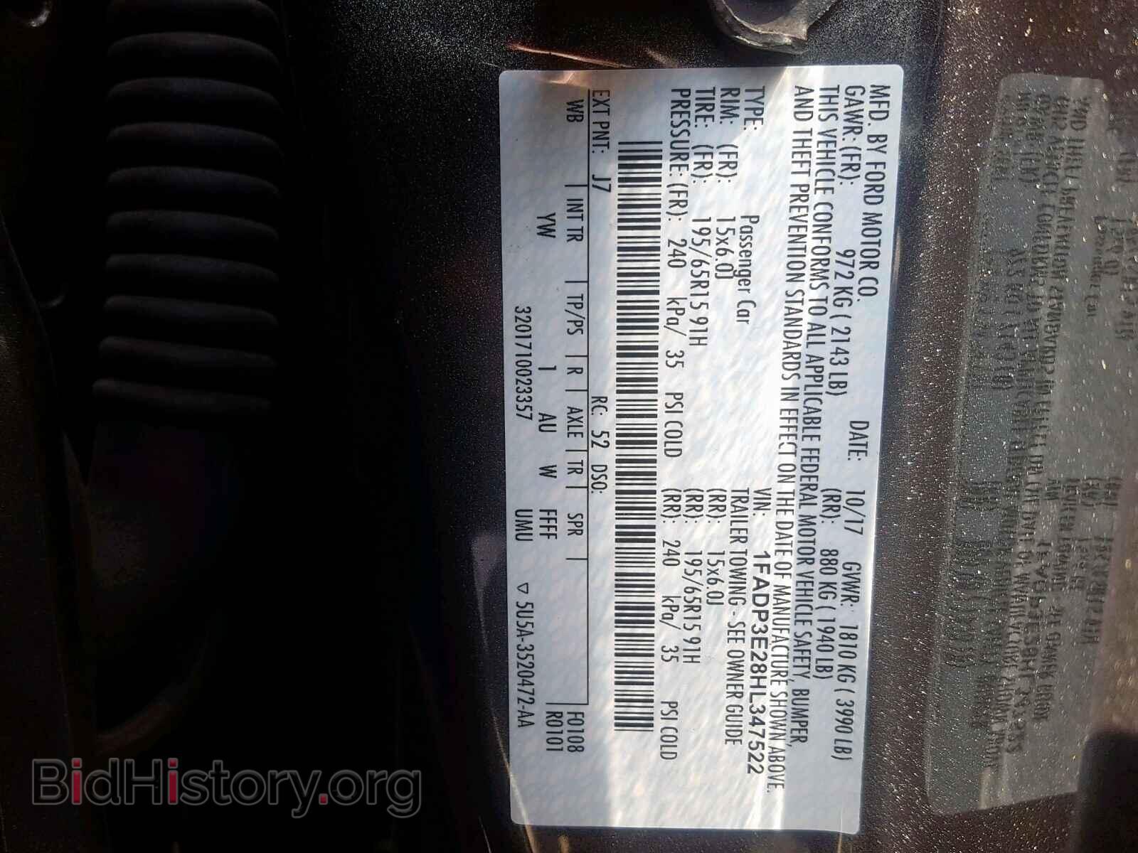 2017 FORD FOCUS - VIN: 1FADP3E28HL347522 - Photo 10