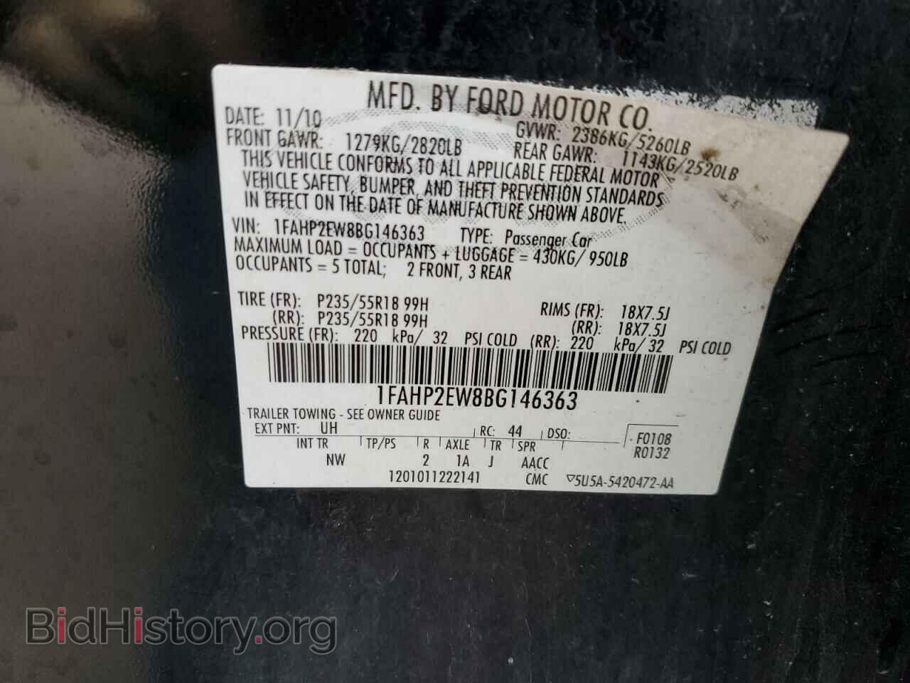 2011 FORD TAURUS - VIN: 1FAHP2EW8BG146363 - Photo 12