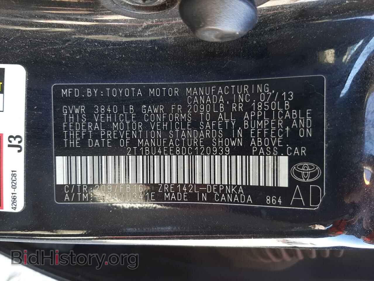 2013 TOYOTA COROLLA - VIN: 2T1BU4EE8DC120939 - Фото 10