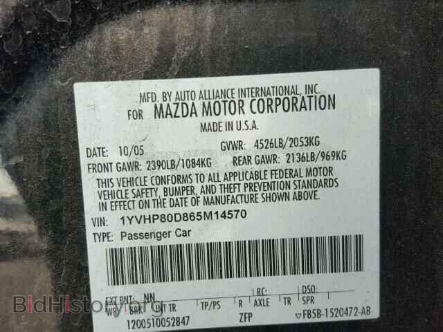 2006 MAZDA 6 - VIN: 1YVHP80D865M14570 - Фото 10