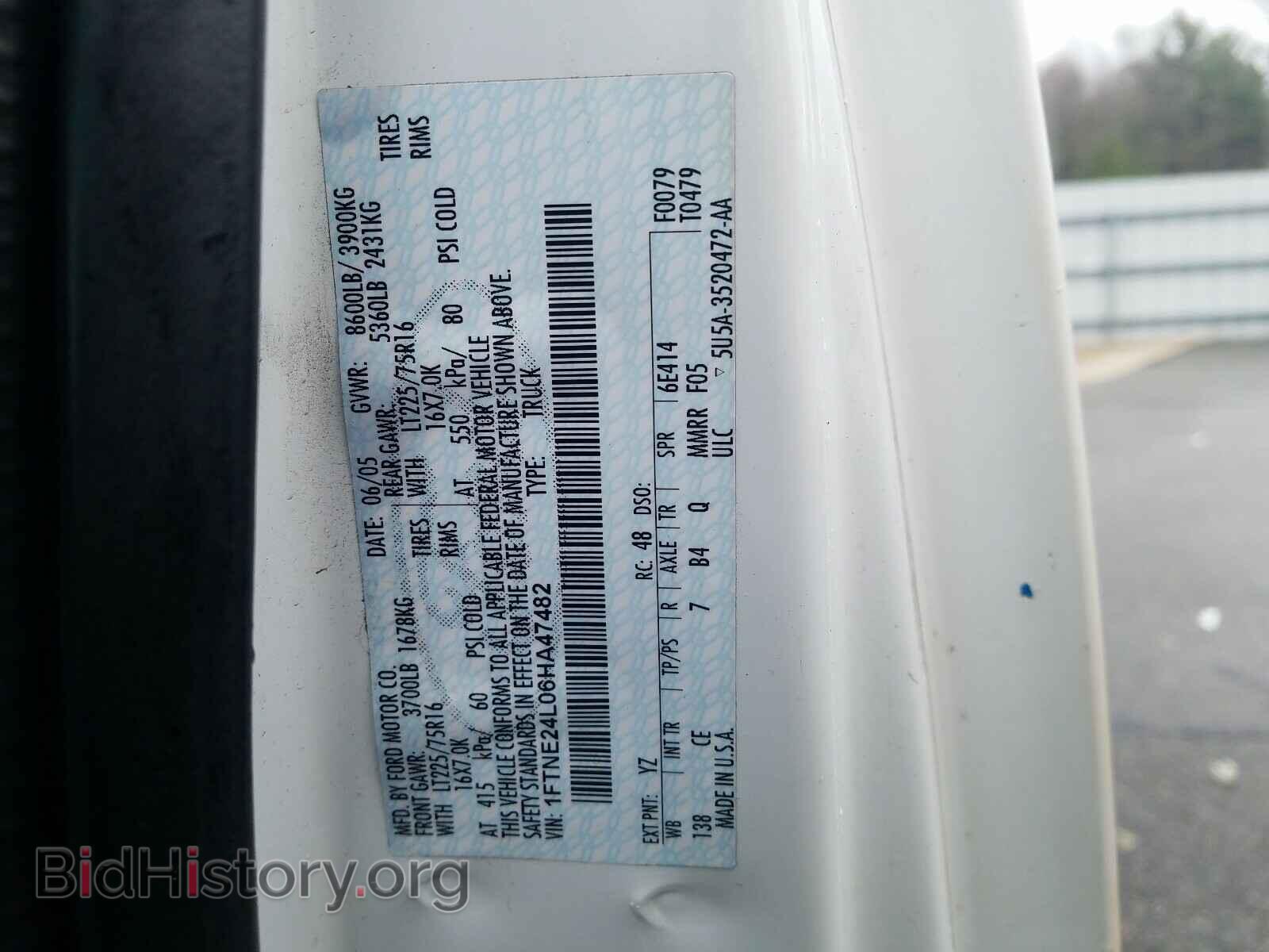 2006 FORD ECONOLINE - VIN: 1FTNE24L06HA47482 - Фото 10