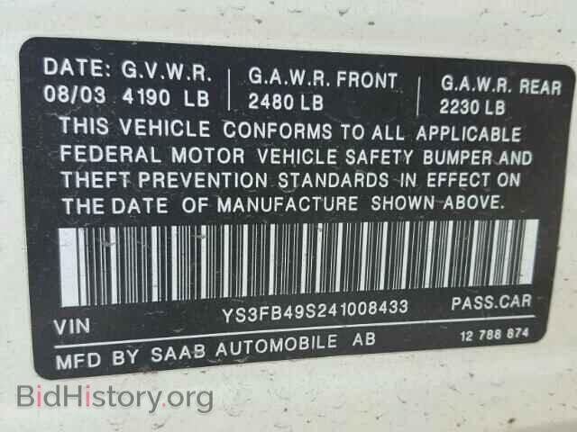 2004 SAAB 9 3 - VIN: YS3FB49S241008433 - Фото 10