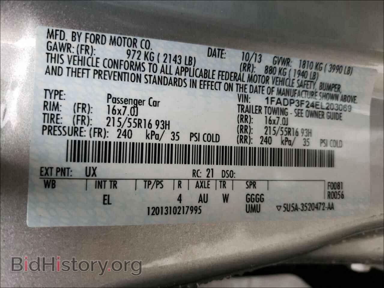2014 FORD FOCUS - VIN: 1FADP3F24EL203069 - Фото 10