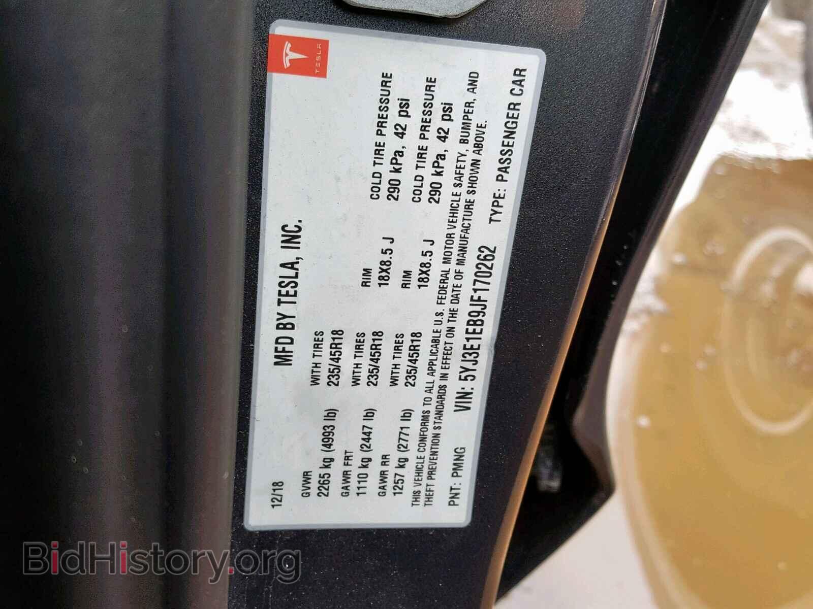 2018 TESLA MODEL 3 - VIN: 5YJ3E1EB9JF170262 - Photo 10