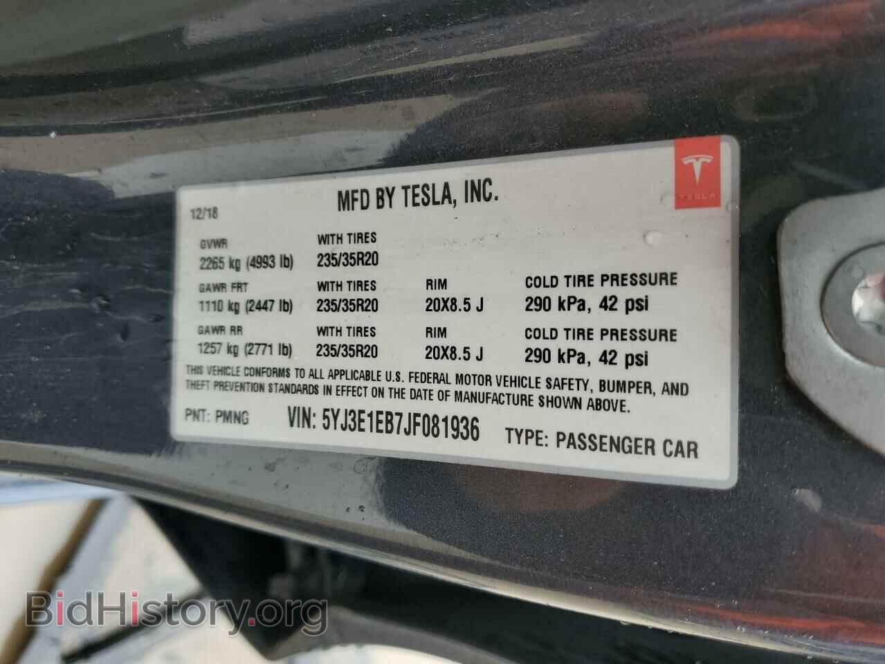 2018 TESLA MODEL 3 - VIN: 5YJ3E1EB7JF081936 - Photo 12