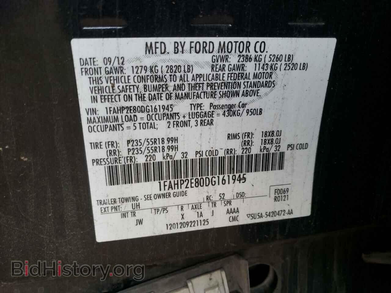 2013 FORD TAURUS - VIN: 1FAHP2E80DG161945 - Photo 12