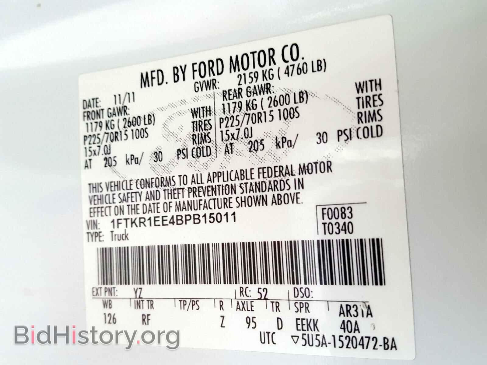 2011 FORD RANGER - VIN: 1FTKR1EE4BPB15011 - Фото 10