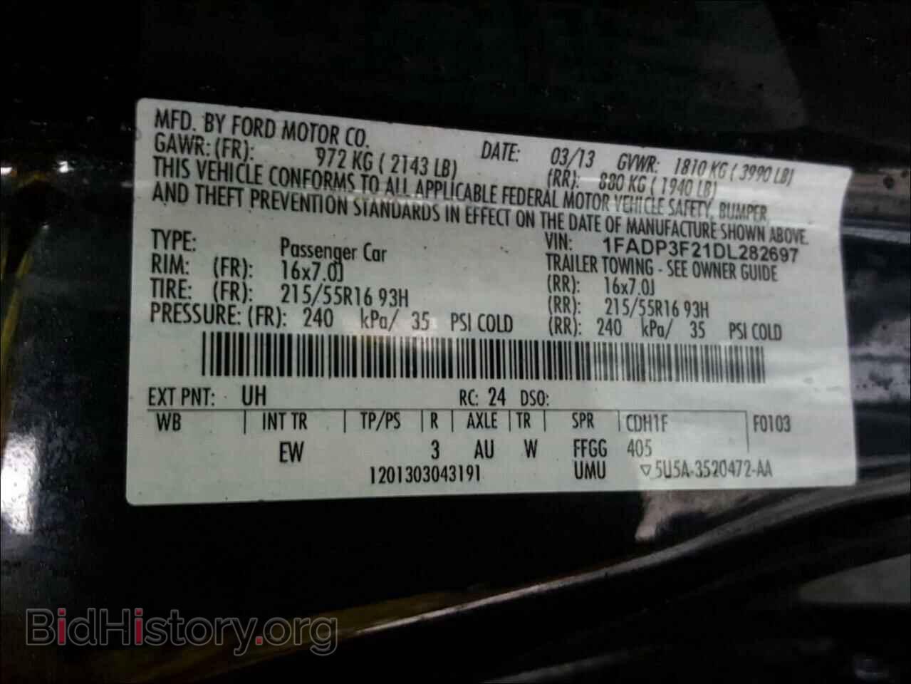 2013 FORD FOCUS - VIN: 1FADP3F21DL282697 - Фото 10