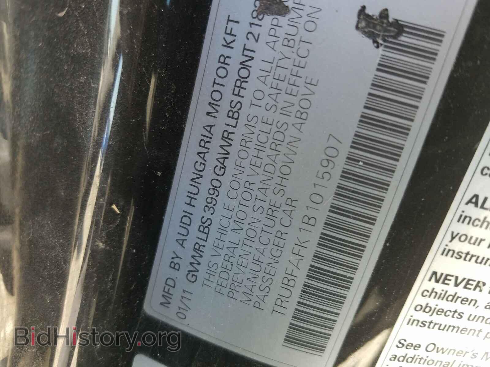 2011 AUDI TT - VIN: TRUBFAFK1B1015907 - Фото 10
