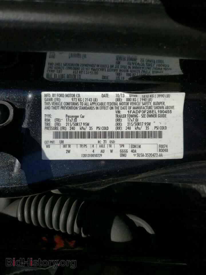 2014 FORD FOCUS - VIN: 1FADP3F28EL190455 - Фото 10