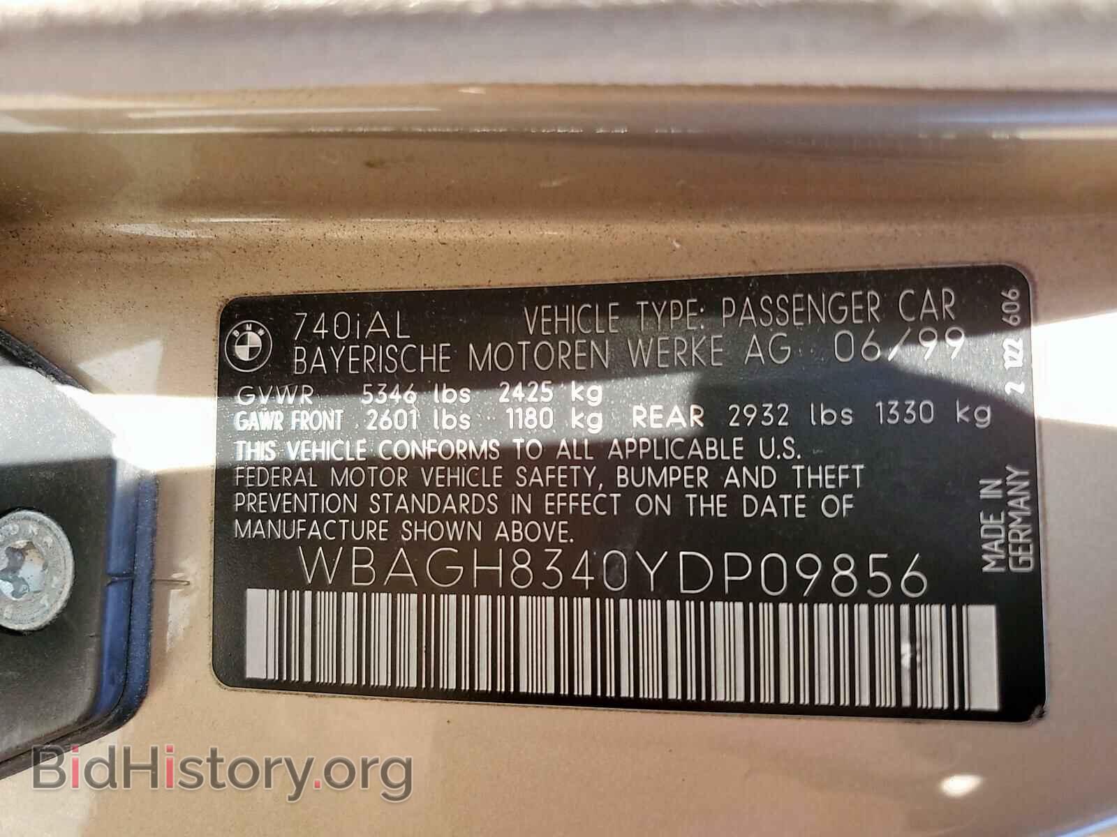 2000 BMW 7 SERIES - VIN: WBAGH8340YDP09856 - Photo 10