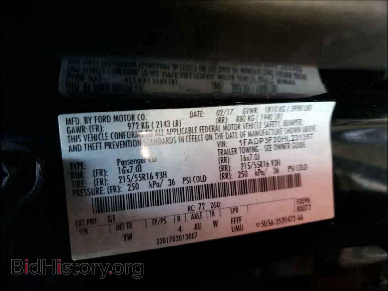 2017 FORD FOCUS - VIN: 1FADP3F20HL231357 - Фото 10