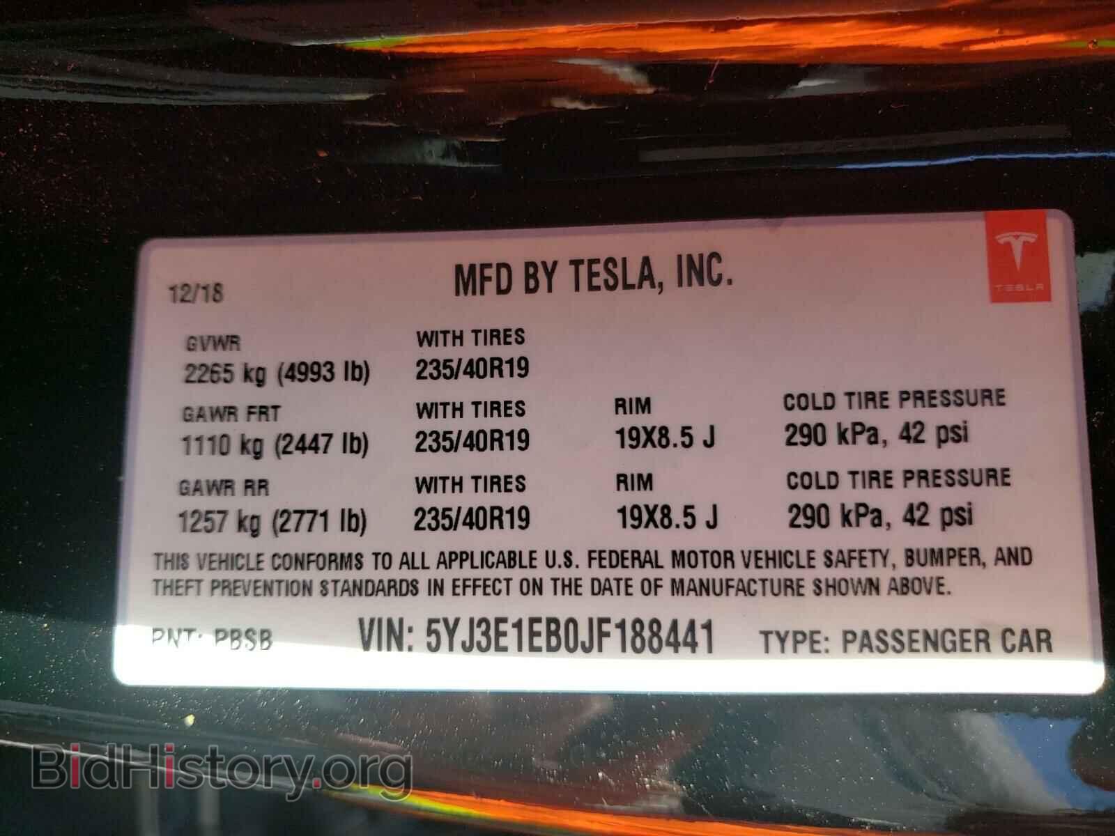 2018 TESLA MODEL 3 - VIN: 5YJ3E1EB0JF188441 - Фото 10