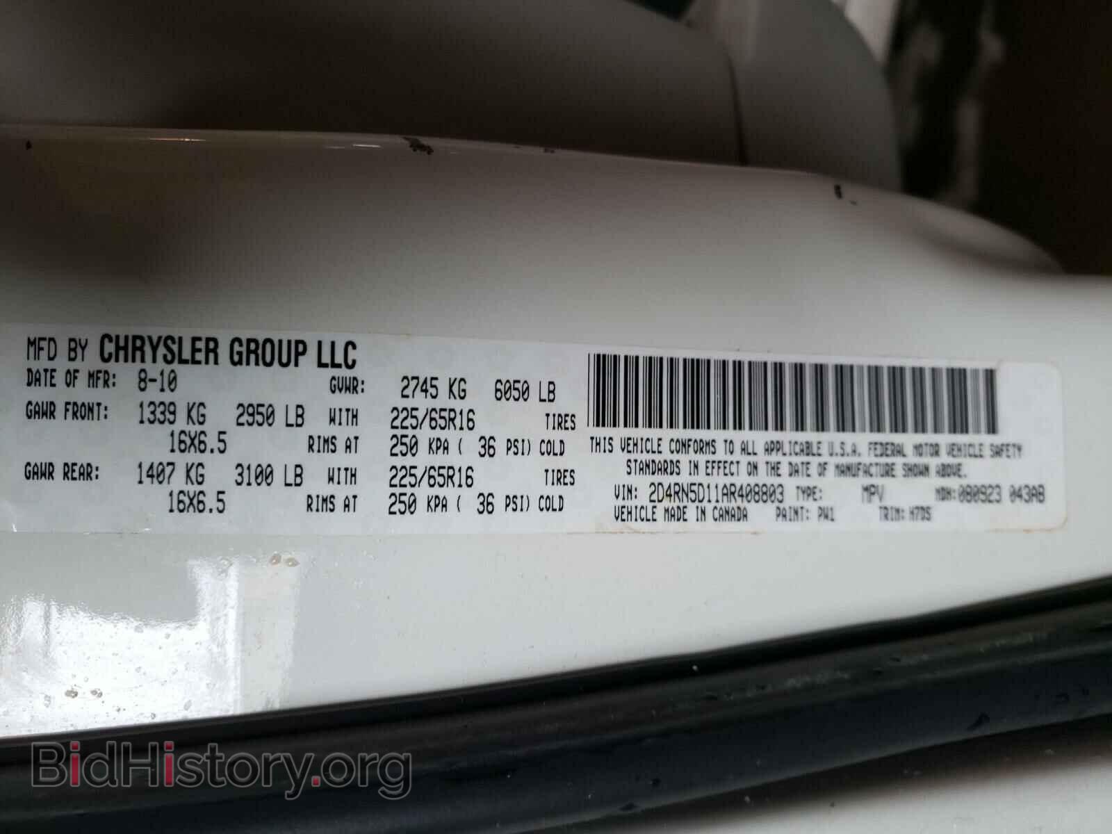 2010 DODGE GRAND CARA - VIN: 2D4RN5D11AR408803 - Фото 10
