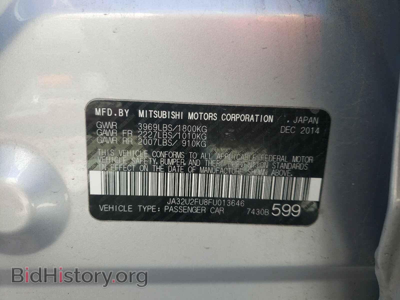 2015 MITSUBISHI LANCER - VIN: JA32U2FU8FU013646 - Фото 10