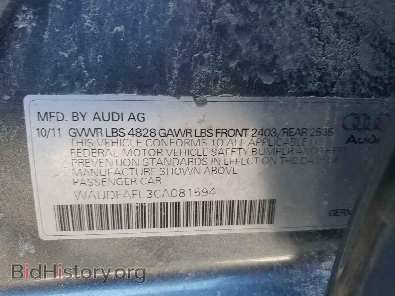 2012 AUDI A4 - VIN: WAUDFAFL3CA081594 - Photo 10