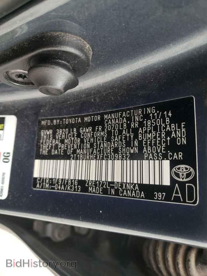 2015 TOYOTA COROLLA - VIN: 2T1BURHEXFC309832 - Фото 10